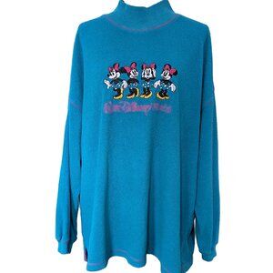 Vintage Disney World Minnie Mouse Embroidered Blue Fleece Sweatshirt